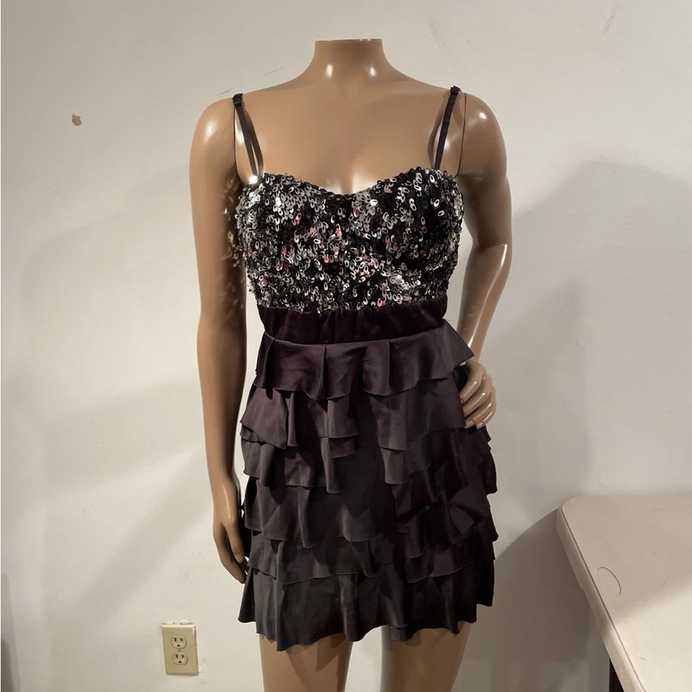 Y2K vintage Bling black ruffle dress